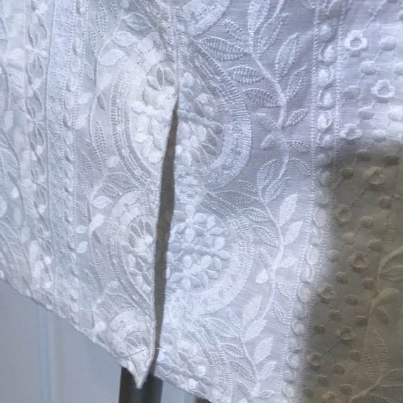 W by Worth White Embroidered Pencil Skirt Size 4 w/ Back Zip and Vent NWT - Picture 4 of 10